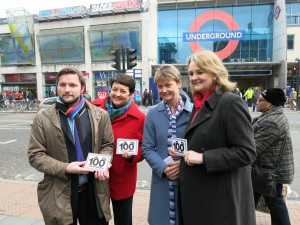 Yvette Cooper and some of the campaigners