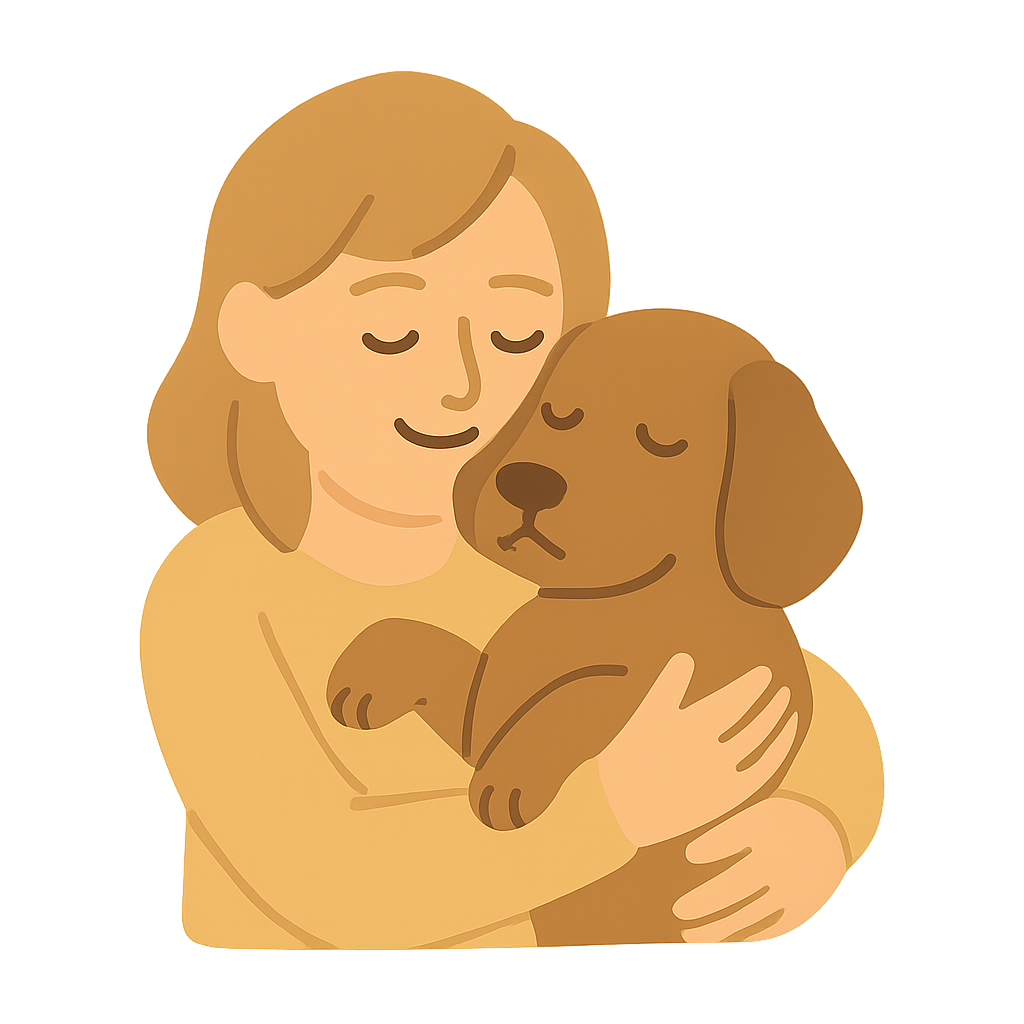 Person hugging dog